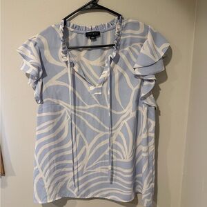 1. State Women's Light Blue and White Patterned Blouse